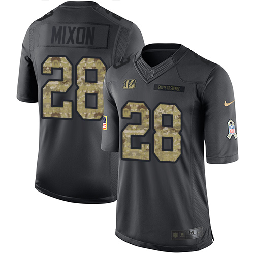Nike Bengals #28 Joe Mixon Black Men's Stitched NFL Limited 2016 Salute to Service Jersey - Click Image to Close